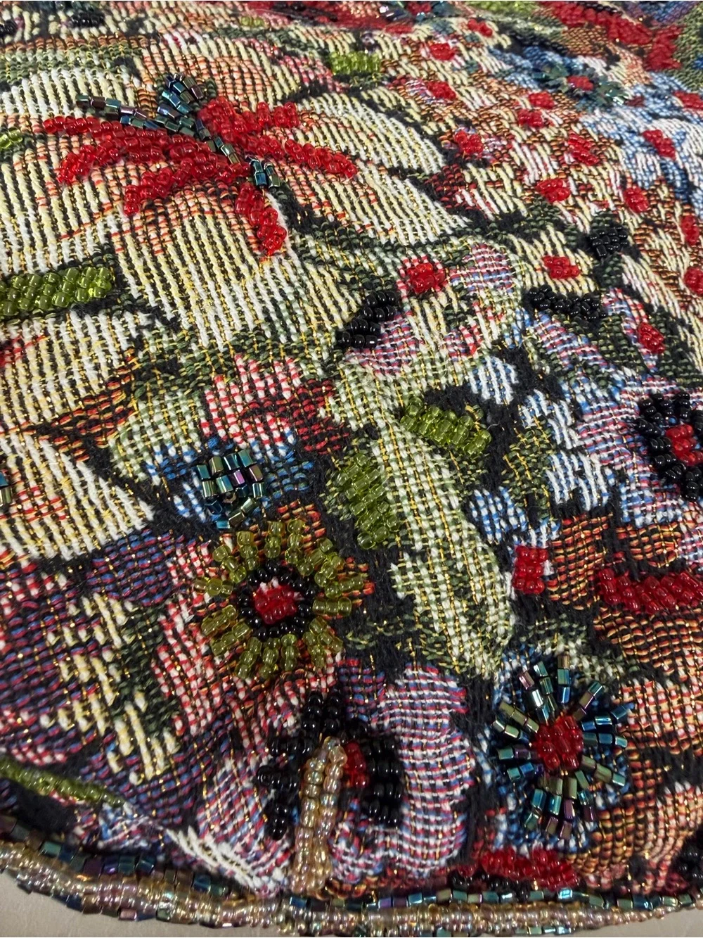 Vintage Floral Beaded Tapestry‎ Handbag and coin purse